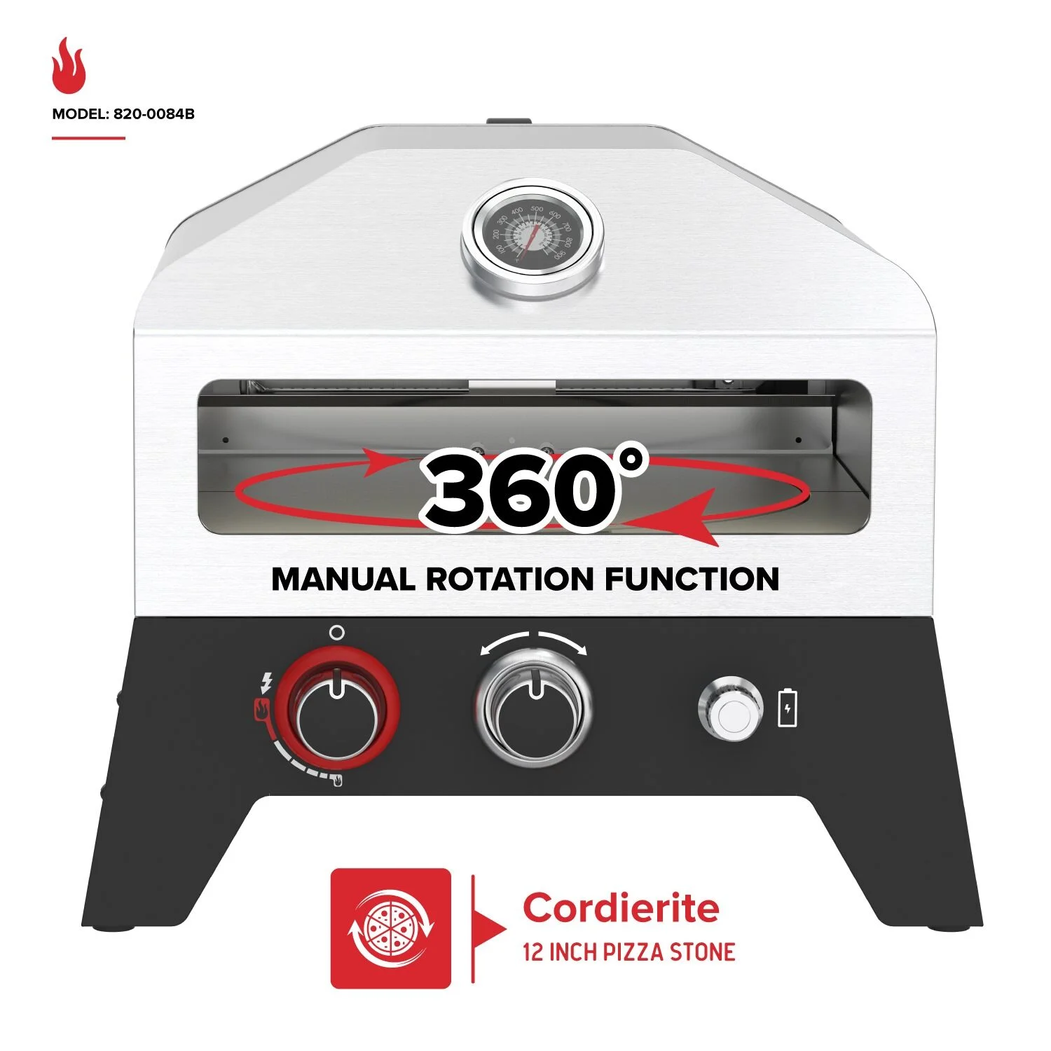 Portable 12-Inch Propane Pizza Oven with Rotating Stone - Image 6
