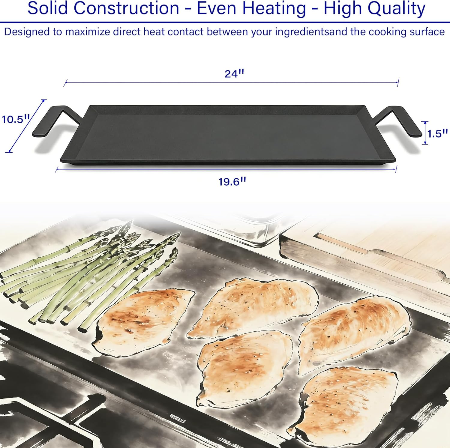 Professional Carbon Steel Flat Top Griddle for Stove - Image 2