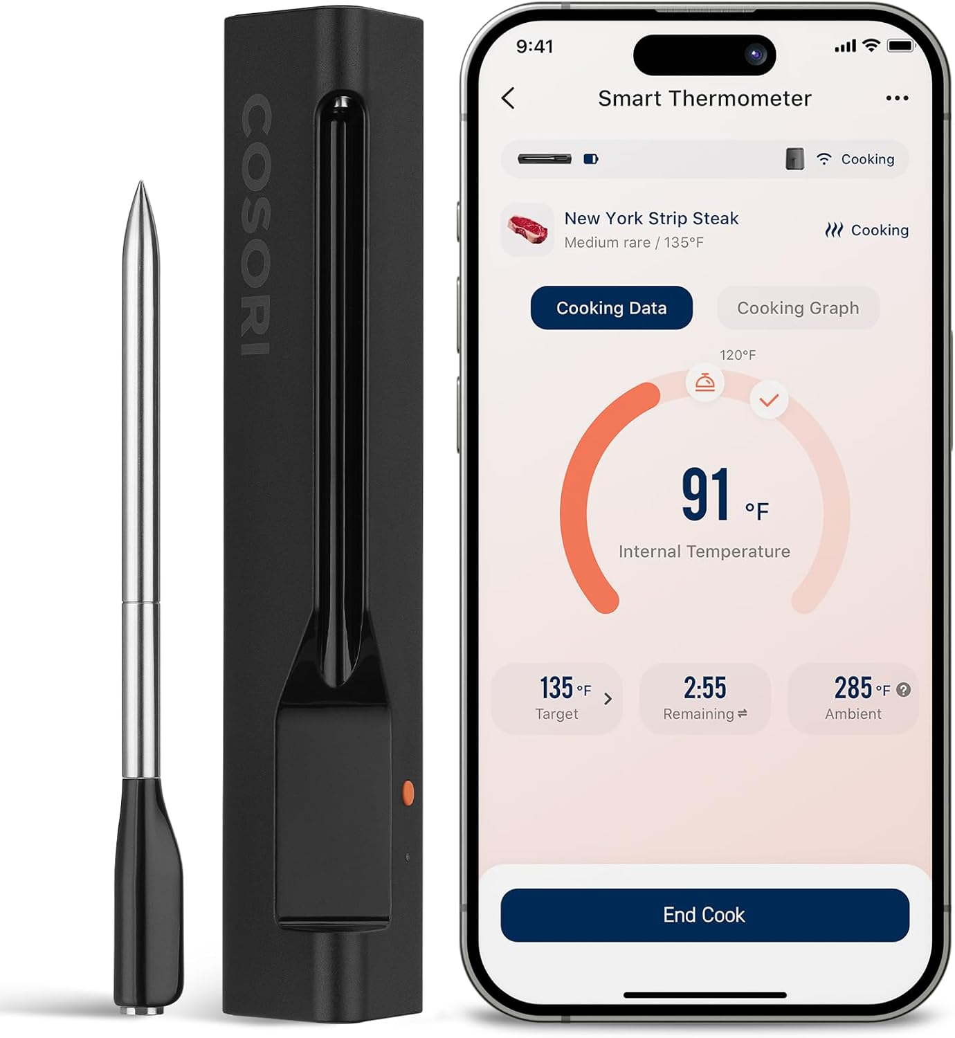 Wireless Bluetooth Meat Thermometer for BBQ and Kitchen